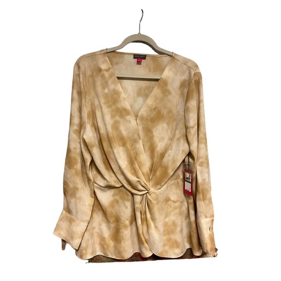 Vince Camuto NWT Women's Lg Blouse Tunic Tie Dye Spring Safari Wrap Style V-Neck - Picture 1 of 12
